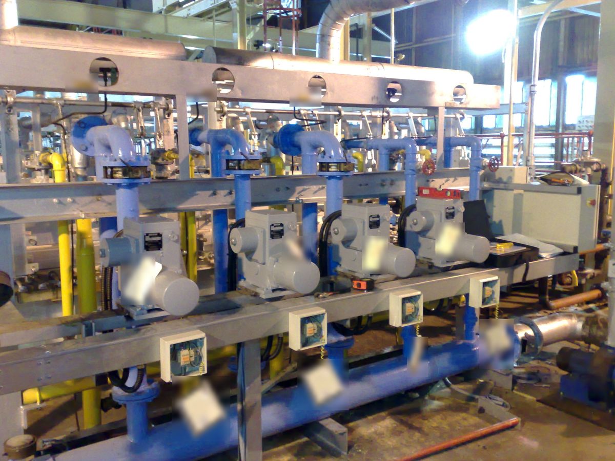 Beck actuators on a glass furnace gas skid