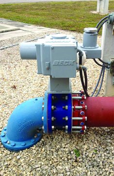 Beck electric actuator direct-coupled to a butterfly valve outdoors