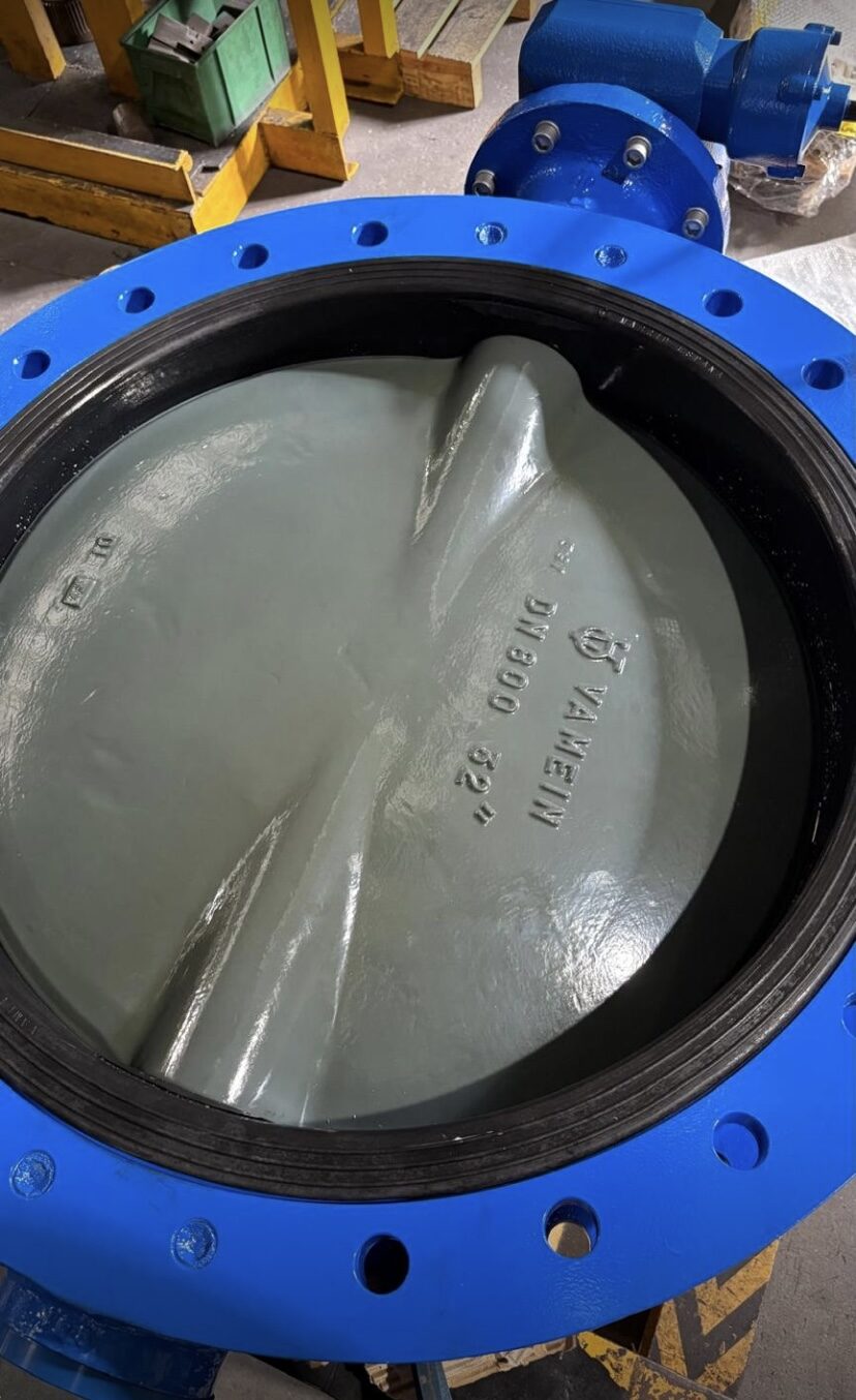 Vamein DN800 double flanged butterfly valve with epoxy coated disc